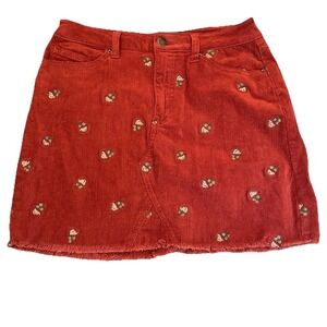COCO + JAIMESON Womens Corduroy Mini Skirt 26 Rose Embroidered Boho Cottagecore